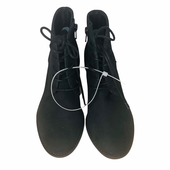 NWOB Black Lucky Brand Idril Nubuck Lace Up Ankle Short Booties - Picture 7 of 11